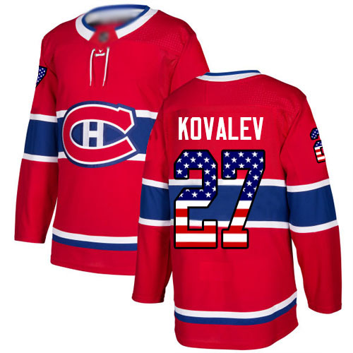 Adidas Youth Alexei Kovalev Authentic Red Jersey: NHL #27 Montreal Canadiens USA Flag Fashion