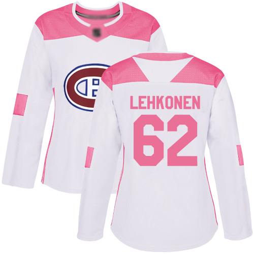 Adidas Women's Artturi Lehkonen Authentic White/Pink Jersey: NHL #62 Montreal Canadiens Fashion