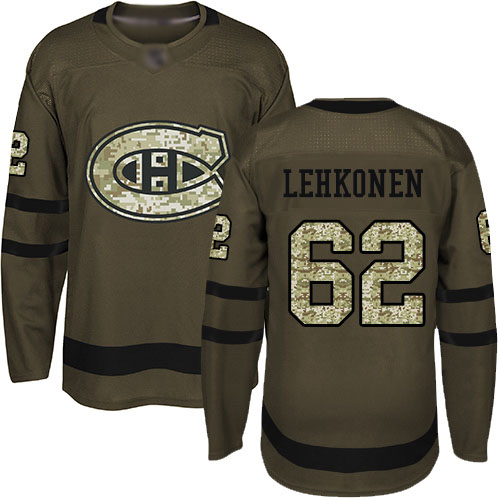 Adidas Men's Artturi Lehkonen Authentic Green Jersey: NHL #62 Montreal Canadiens Salute to Service