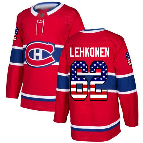 Adidas Men's Artturi Lehkonen Authentic Red Jersey: NHL #62 Montreal Canadiens USA Flag Fashion