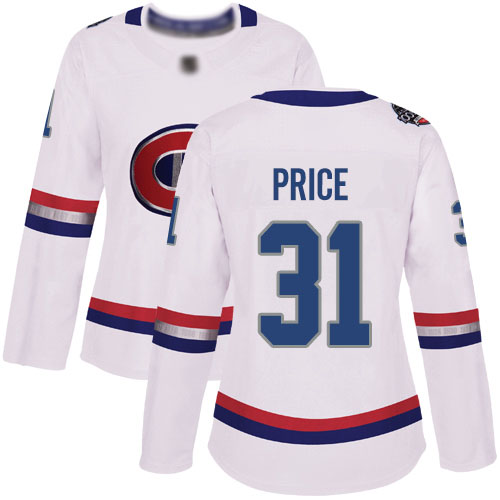 Women's Carey Price Authentic White Jersey: Hockey #31 Montreal Canadiens 2017 100 Classic