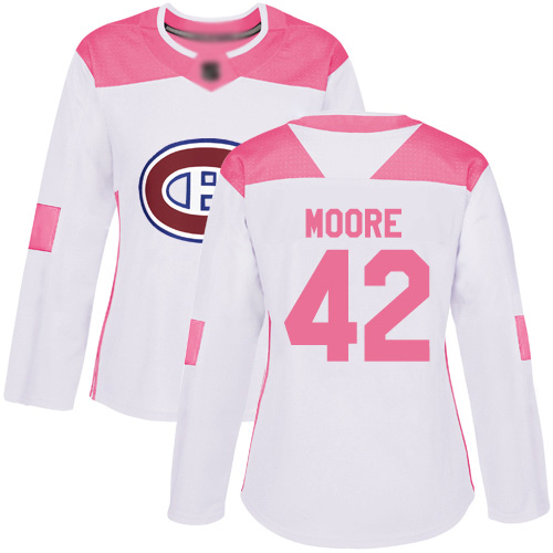 Adidas Women's Dominic Moore Authentic White/Pink Jersey: NHL #42 Montreal Canadiens Fashion