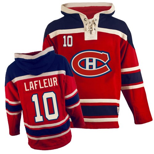 Old Time Hockey Men's Guy Lafleur Authentic Red Jersey: NHL #10 Montreal Canadiens Sawyer Hooded Sweatshirt