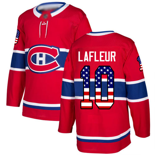 Adidas Youth Guy Lafleur Authentic Red Jersey: NHL #10 Montreal Canadiens USA Flag Fashion