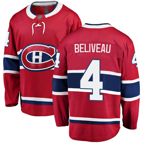 Fanatics Branded Youth Jean Beliveau Breakaway Red Home Jersey: NHL #4 Montreal Canadiens