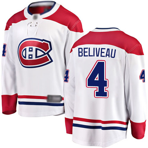 Fanatics Branded Youth Jean Beliveau Breakaway White Away Jersey: NHL #4 Montreal Canadiens