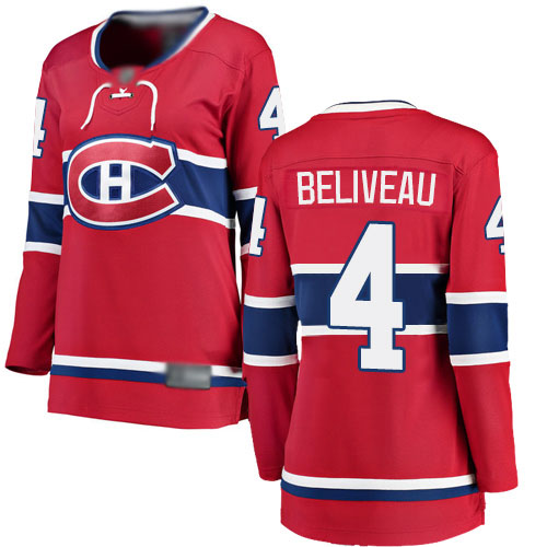 Fanatics Branded Women's Jean Beliveau Breakaway Red Home Jersey: NHL #4 Montreal Canadiens