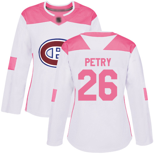 Women's Jeff Petry Authentic White/Pink Jersey: Hockey #26 Montreal Canadiens Fashion