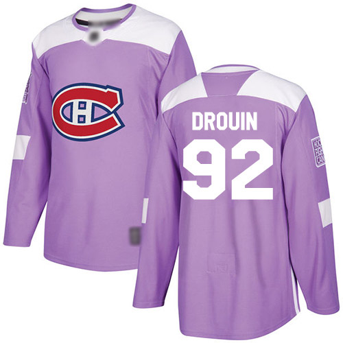 Adidas Men's Jonathan Drouin Authentic Purple Jersey: NHL #92 Montreal Canadiens Fights Cancer Practice