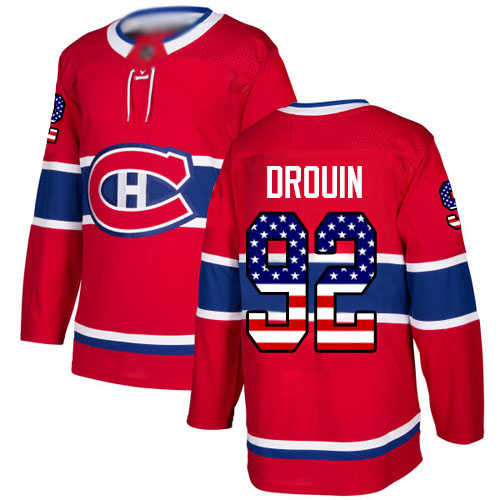 Adidas Youth Jonathan Drouin Authentic Red Jersey: NHL #92 Montreal Canadiens USA Flag Fashion