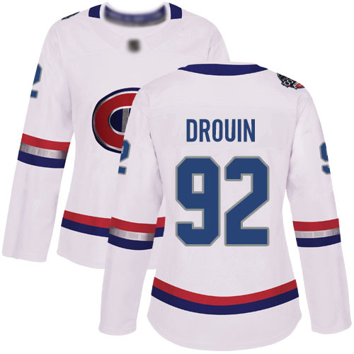 Adidas Women's Jonathan Drouin Authentic White Jersey: NHL #92 Montreal Canadiens 2017 100 Classic