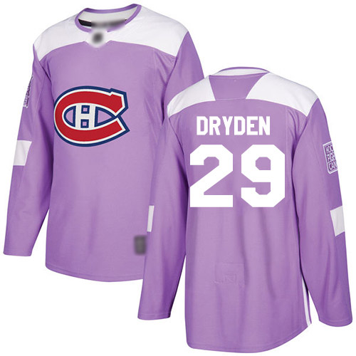 Adidas Men's Ken Dryden Authentic Purple Jersey: NHL #29 Montreal Canadiens Fights Cancer Practice