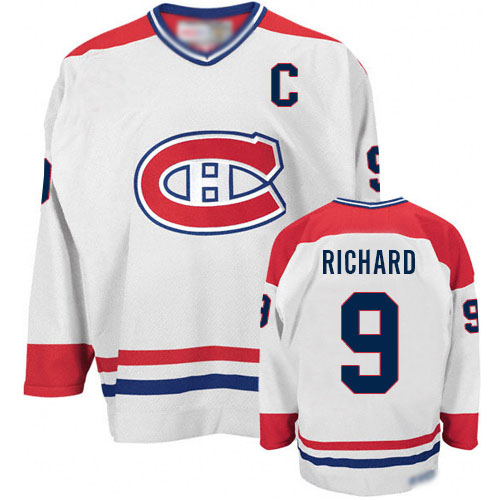 CCM Men's Maurice Richard Authentic White Jersey: Hockey #9 Montreal Canadiens CH Throwback