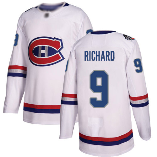 Men's Maurice Richard Authentic White Jersey: Hockey #9 Montreal Canadiens 2017 100 Classic