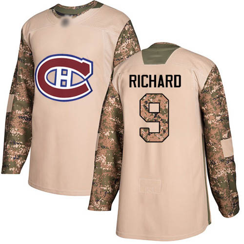 Youth Maurice Richard Authentic Camo Jersey: Hockey #9 Montreal Canadiens Veterans Day Practice