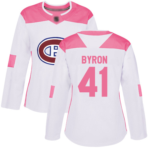 Adidas Women's Paul Byron Authentic White/Pink Jersey: NHL #41 Montreal Canadiens Fashion