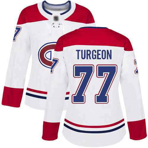 Women's Pierre Turgeon Authentic White Away Jersey: Hockey #77 Montreal Canadiens