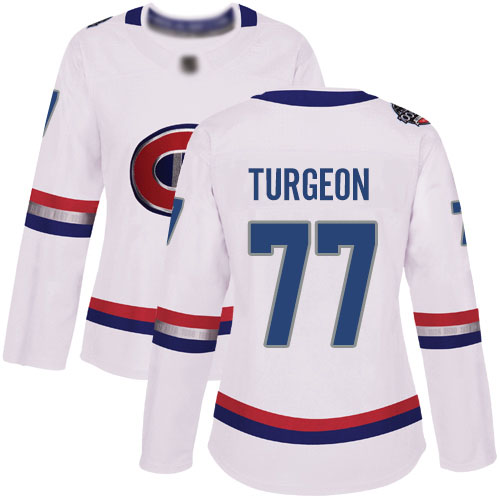 Women's Pierre Turgeon Authentic White Jersey: Hockey #77 Montreal Canadiens 2017 100 Classic