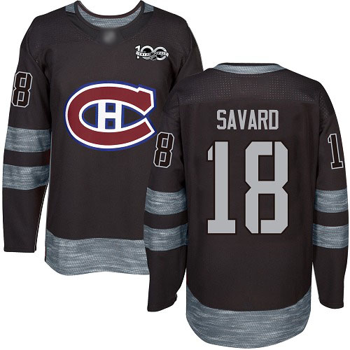 Adidas Men's Serge Savard Authentic Black Jersey: NHL #18 Montreal Canadiens 1917-2017 100th Anniversary
