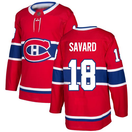 Adidas Youth Serge Savard Authentic Red Home Jersey: NHL #18 Montreal Canadiens