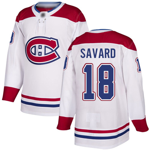 Reebok Youth Serge Savard Authentic White Away Jersey: NHL #18 Montreal Canadiens