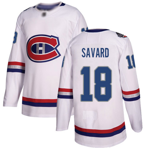Adidas Youth Serge Savard Authentic White Jersey: NHL #18 Montreal Canadiens 2017 100 Classic