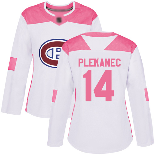 Adidas Women's Tomas Plekanec Authentic White/Pink Jersey: NHL #14 Montreal Canadiens Fashion