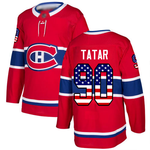 Adidas Youth Tomas Tatar Authentic Red Jersey: NHL #90 Montreal Canadiens USA Flag Fashion