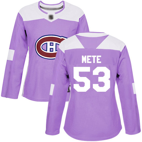Adidas Women's Victor Mete Authentic Purple Jersey: NHL #53 Montreal Canadiens Fights Cancer Practice