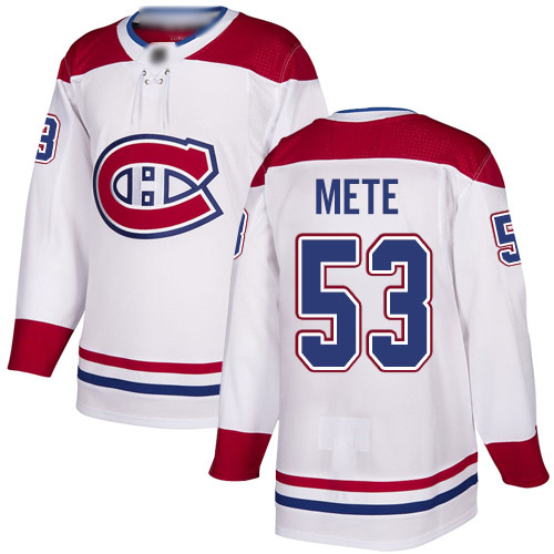 Reebok Men's Victor Mete Authentic White Away Jersey: NHL #53 Montreal Canadiens