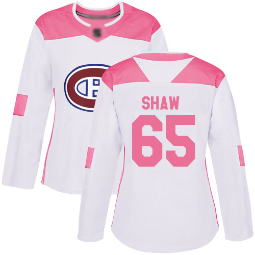 Adidas Women's Andrew Shaw Authentic White/Pink Jersey: NHL #65 Montreal Canadiens Fashion