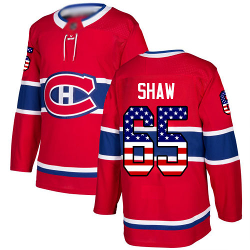 Adidas Men's Andrew Shaw Authentic Red Jersey: NHL #65 Montreal Canadiens USA Flag Fashion