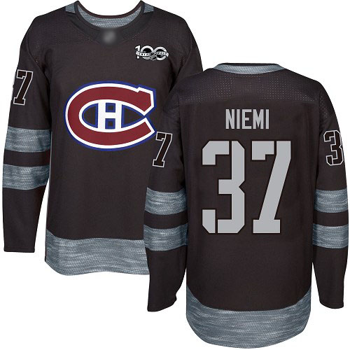 Adidas Men's Antti Niemi Authentic Black Jersey: NHL #37 Montreal Canadiens 1917-2017 100th Anniversary