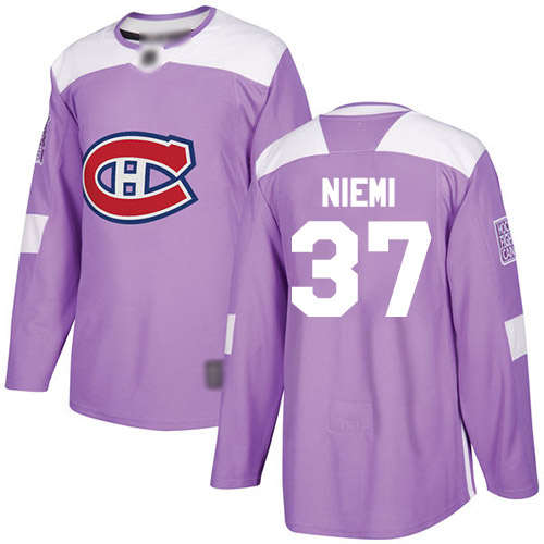 Adidas Men's Antti Niemi Authentic Purple Jersey: NHL #37 Montreal Canadiens Fights Cancer Practice