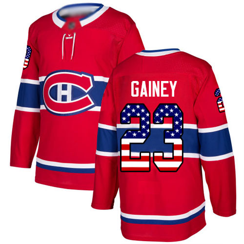 Adidas Youth Bob Gainey Authentic Red Jersey: NHL #23 Montreal Canadiens USA Flag Fashion