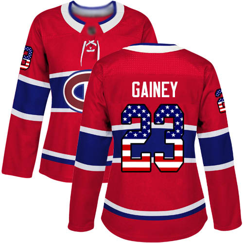 Adidas Women's Bob Gainey Authentic Red Jersey: NHL #23 Montreal Canadiens USA Flag Fashion
