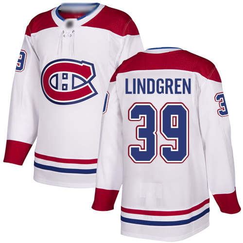 Reebok Youth Charlie Lindgren Authentic White Away Jersey: NHL #39 Montreal Canadiens
