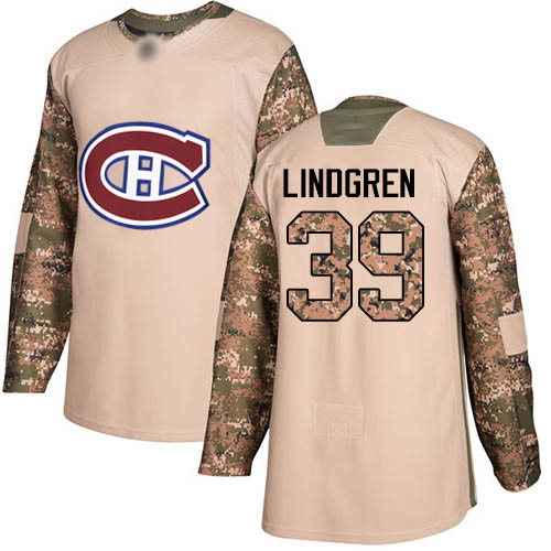 Adidas Men's Charlie Lindgren Authentic Camo Jersey: NHL #39 Montreal Canadiens Veterans Day Practice