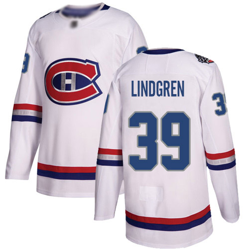 Adidas Men's Charlie Lindgren Authentic White Jersey: NHL #39 Montreal Canadiens 2017 100 Classic