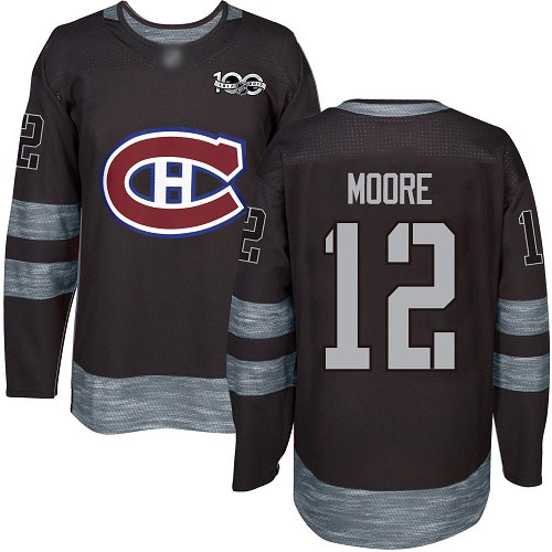 Men's Dickie Moore Authentic Black Jersey: Hockey #12 Montreal Canadiens 1917-2017 100th Anniversary