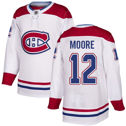 Youth Dickie Moore Authentic White Away Jersey: Hockey #12 Montreal Canadiens