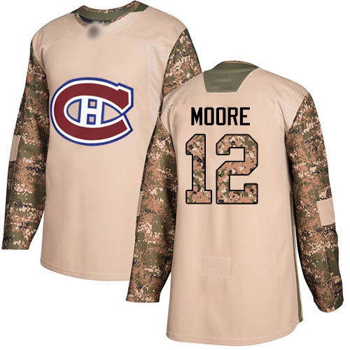Youth Dickie Moore Authentic Camo Jersey: Hockey #12 Montreal Canadiens Veterans Day Practice