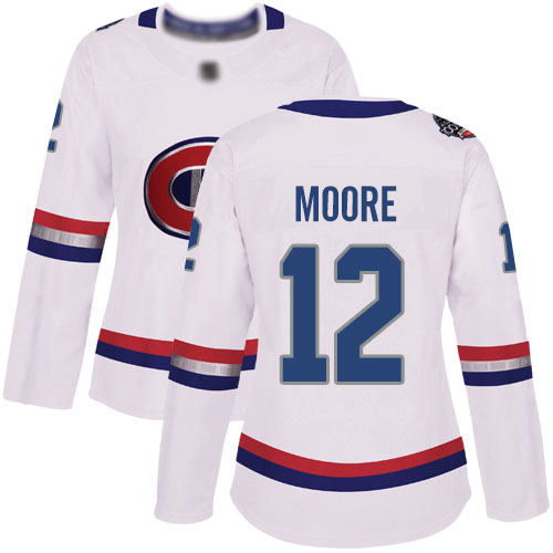 Women's Dickie Moore Authentic White Jersey: Hockey #12 Montreal Canadiens 2017 100 Classic