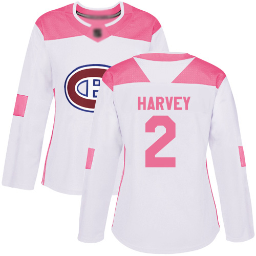 Adidas Women's Doug Harvey Authentic White/Pink Jersey: NHL #2 Montreal Canadiens Fashion