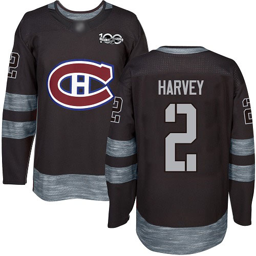 Adidas Men's Doug Harvey Authentic Black Jersey: NHL #2 Montreal Canadiens 1917-2017 100th Anniversary