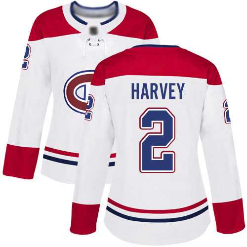 Reebok Women's Doug Harvey Authentic White Away Jersey: NHL #2 Montreal Canadiens