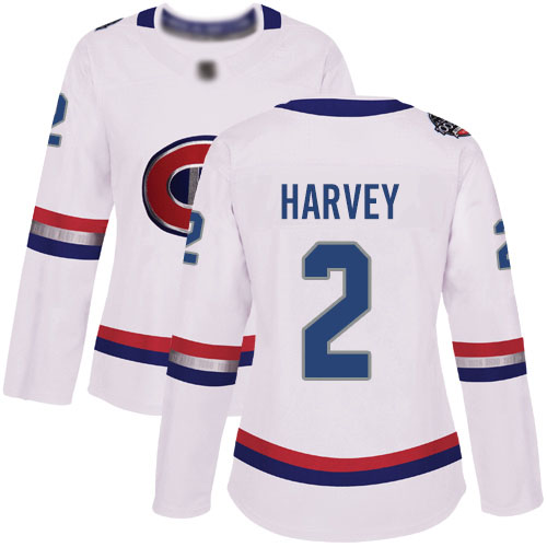 Adidas Women's Doug Harvey Authentic White Jersey: NHL #2 Montreal Canadiens 2017 100 Classic