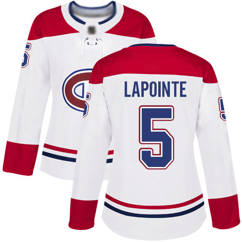 Women's Guy Lapointe Authentic White Away Jersey: Hockey #5 Montreal Canadiens