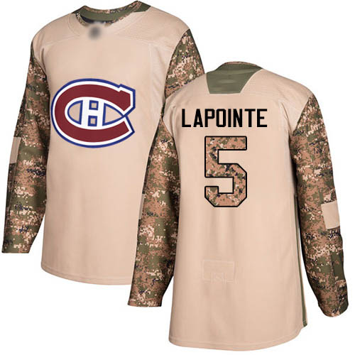 Youth Guy Lapointe Authentic Camo Jersey: Hockey #5 Montreal Canadiens Veterans Day Practice