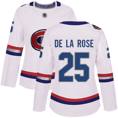 Women's Jacob de la Rose Authentic White Jersey: Hockey #25 Montreal Canadiens 2017 100 Classic